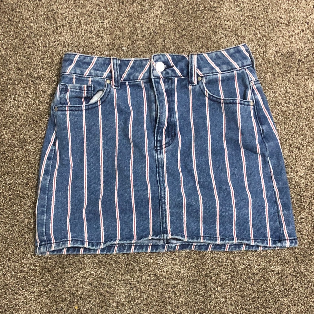 PacSun Blue and White Striped Mini Skirt
